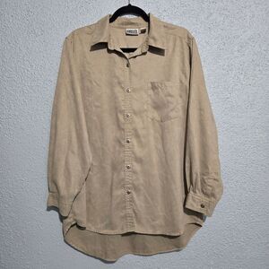 Chicos Womens Beige Long Sleeve Button Up Shirt Size L Neutral Basic Capsule